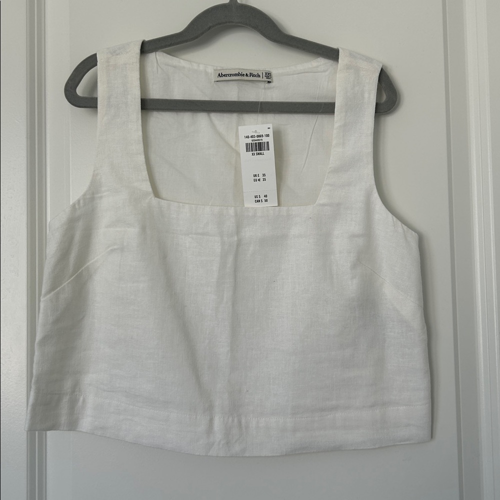 Abercrombie & Fitch White Linen Sleeveless Top